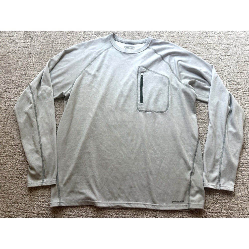 Patagonia Mens Sunshade Crew Shirt Size Large Gray UPF 50 Outdoor Hiking Fishing
